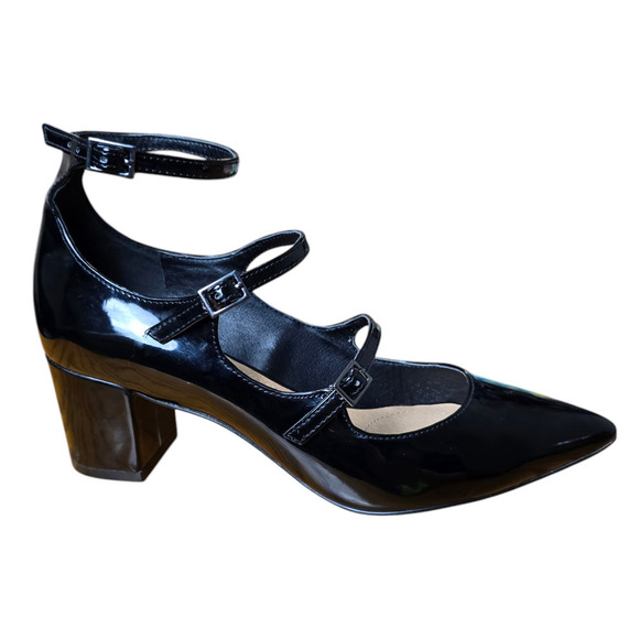 Tahari Rebecca Black patent leather Mary Jane heels adjustable straps size 6.5 - Picture 1 of 7